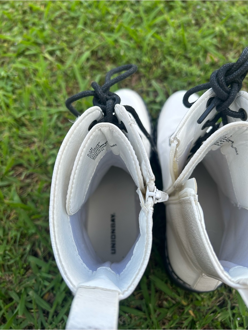 Edgy Grunge White Unionbay Lace-Up Platform Combat Boots - Women Size - Picture 5 of 7